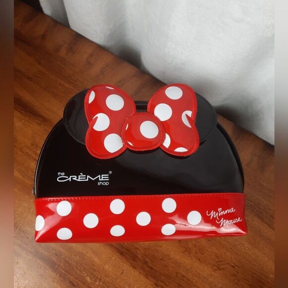 Disney Minnie Mouse Black and Red Polka-Dot Patent Leather Cosmetic Case - Picture 1 of 11